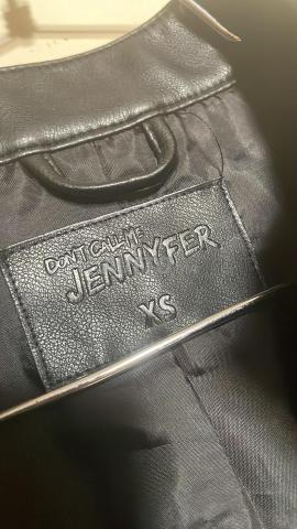 جاكيت جلد أصلي أسود - مقاس XS - ماركة Jennyfer