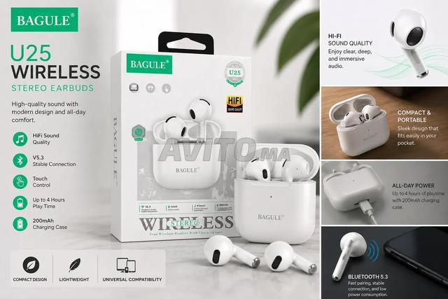 Écouteurs bluetooth BAGULE U25 blanc Bonne qualité - 2