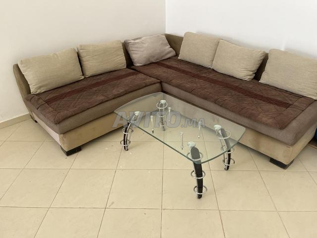 Salon en L et table en verre - 2