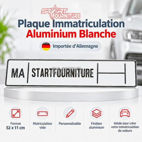 Plaque Immatriculation Aluminium Blanche - 2