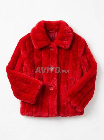 Manteau en fausse fourrure rouge passion - 2