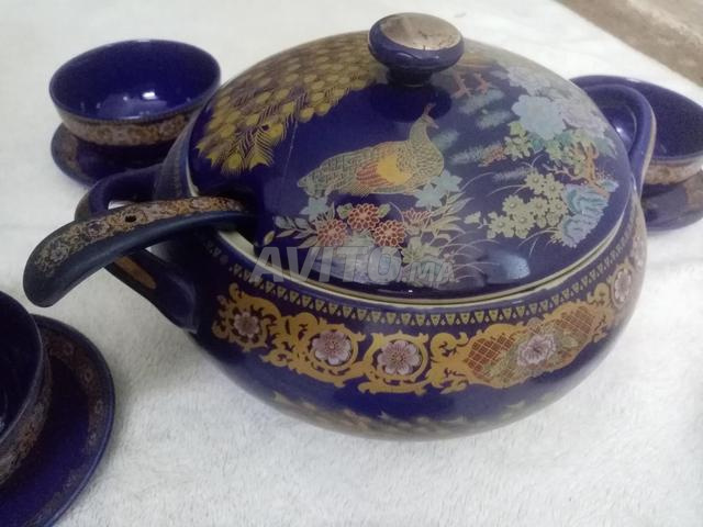 Service à soupe luxueux bleu royal 11 pièces ancien - 2