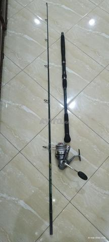 Canne à pêche 2 brins carbone 2,50 moulinet 7000 - 2