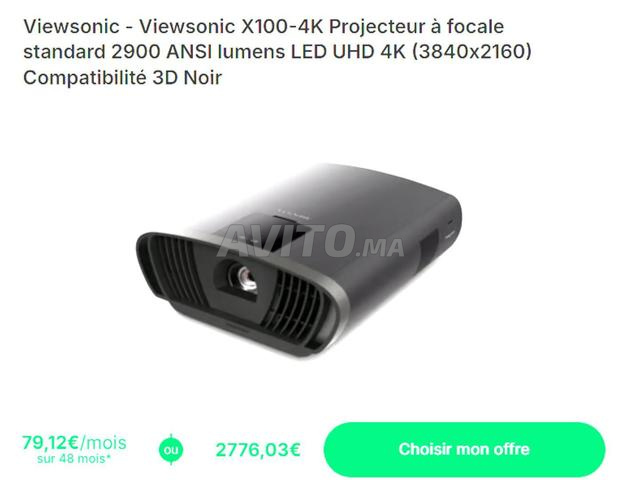Vidéoprojecteur VIEWSONIC X100-4K 2900 ANSI UHD 4K - 2
