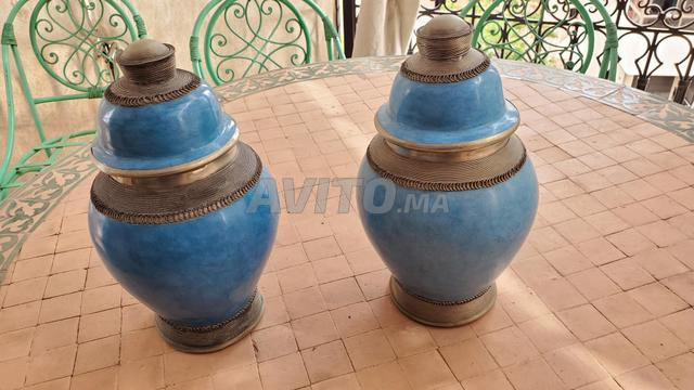 Lot de 2 vases en Tadelakt bleu - 2