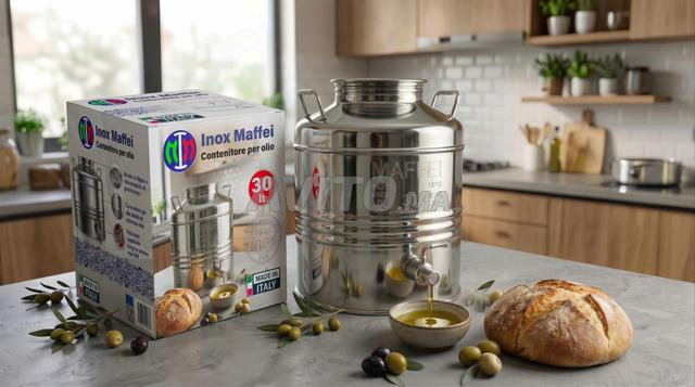 Baril Inox 30L Huile d'Olive Robinet - Made in Italy