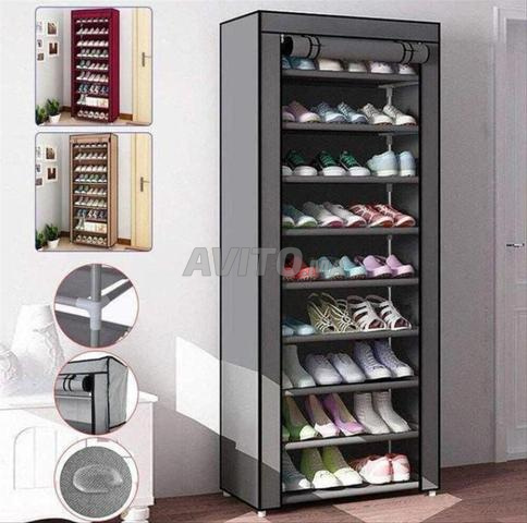 Organisateur de chaussures 10 étages avec housse de protection anti-poussière - 2