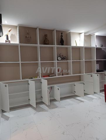 Bibliothèque en BOIS MASSIF verni blanc (4m97) - 2
