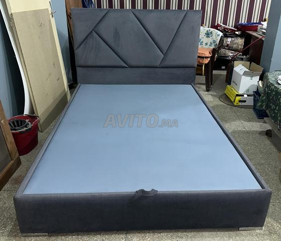 Cadre de lit 140×195 avec rangement Gris - 2