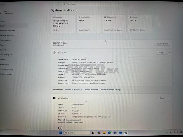 Microsoft Surface Laptop 3 15 pouces i7 32Go RAM 1To SSD