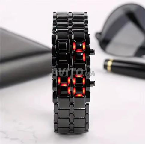 Montre Samurai de luxe numérique noire avec écran LEED - 2