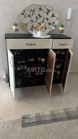 Placard à chaussures en bois de chêne peint en blanc - 2