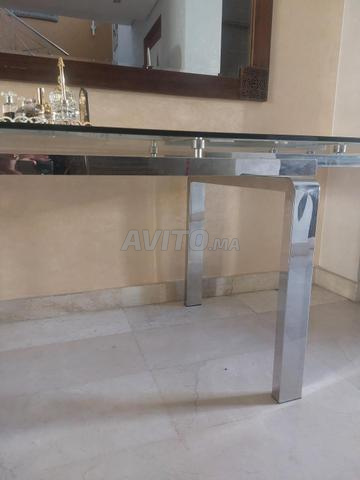 table à manger extensible en verre trempé et inox - 2