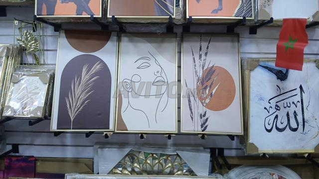 Promo 3 tableaux avec cadre en bois doré - 2