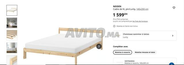 Lit ikea NEIDEN 140x200cm avec Sommier -Comme Neuf - 2