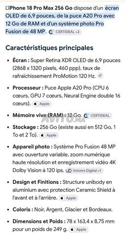 iPhone 18 Pro Max SIM 256 GB Neuf - 2