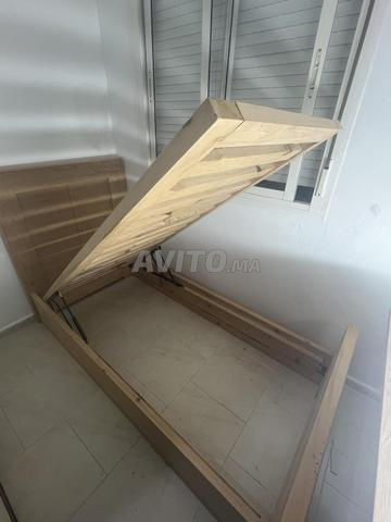 🛏️ Lit 1 place en bois avec tête de lit - 2