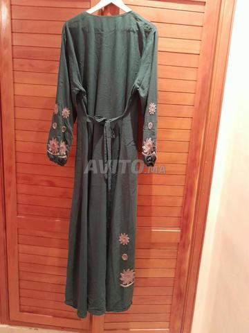 Robe nouée vert pétrole, taille M, coton - 2