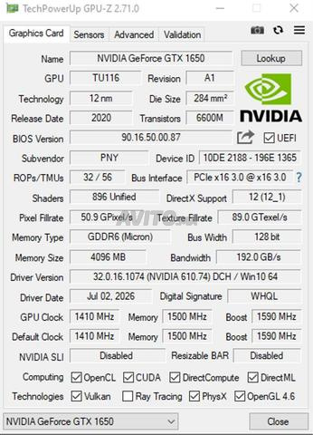 GTX 1650 4GB / GDDR6 - 2