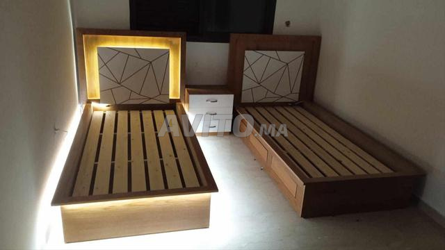 Lit 🛏️ une place avec rangement et LED - 2