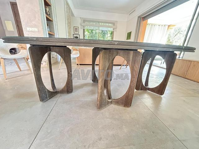 Table de salle à manger avec plateau en verre - 2