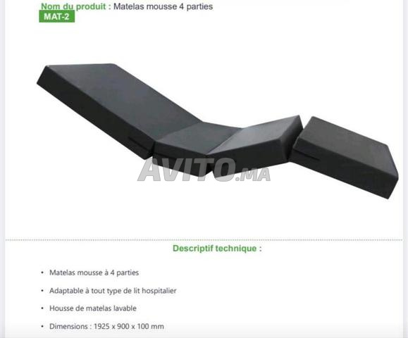 Lit d'hospitalisation avec matelas en mousse - 2