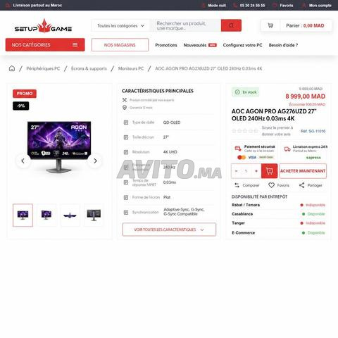 Écran gaming AOC AGON PRO AG276UZD 27″ 4K QD-OLED 240Hz