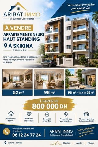 Appartement neuf à vendre 98 m² à Temara