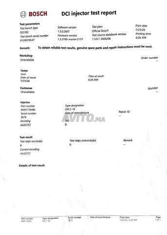 Injecteur Bosch 0445110485 1.5 dCi Reconditionné - 2