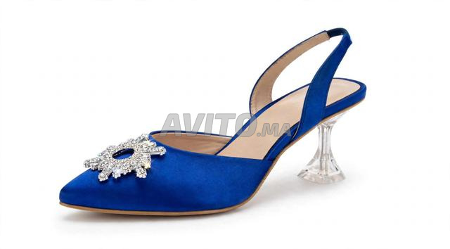 Sandale Bleu Roi Satin Broche Cristal T38 - 2