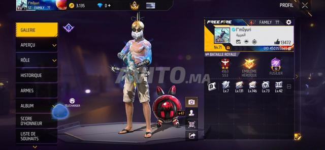 Compte Free Fire à vendre - 2