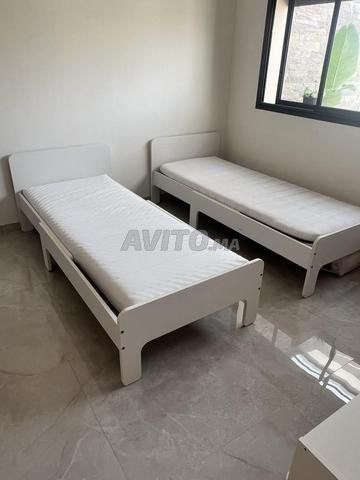 2 lits enfants IKEA SLÄKT 80x200 et 2 matelas