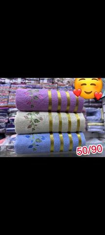 قطن مطرز ناعم 💝👍🏻👍🏽فوطة سميكة 3 قطع - 2