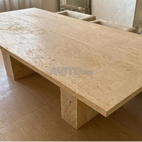 طاولة كبيرة من الترافرتين حسب الطلب – 280 سم - 2