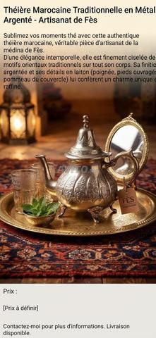 Théière Marocaine Traditionnelle en Argenté Fès - 2