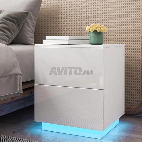 Table de chevet 2 tiroirs led en bas - 2