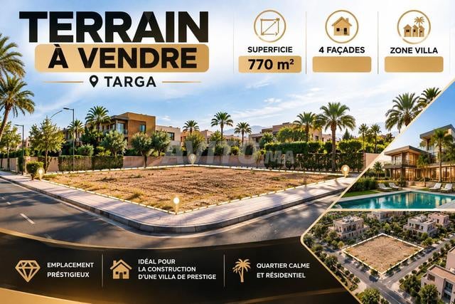 Terrain De 770 m² À Vendre À Targa Avec 4 Façades