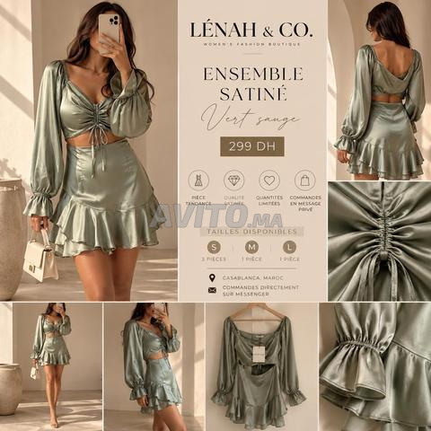 ✨ ROBE SATINÉE VERT SAUGE – NEUVE ✨ - 2