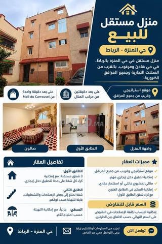 منزل مستقل للبيع – حي المنزه الرباط