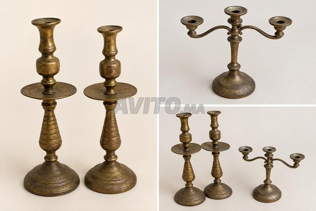 Lot de 3 bougeoirs anciens – Style traditionnel