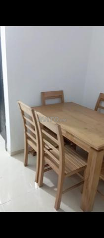 طاولة 6 كراسي طول 140 عرض 80 خشب صلب - 2