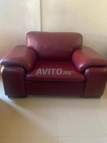 Ensemble de 3 fauteuils en cuir véritable - 1, 2, 3 places - 2