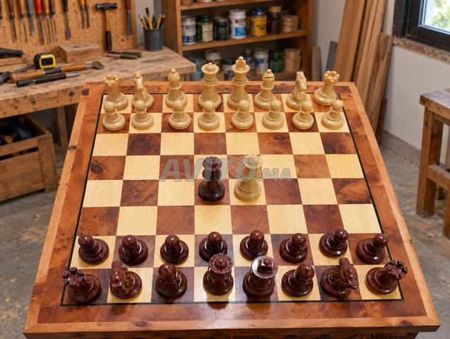 طاولة شطرنج (50x50x70 سم) قلادة مجانية - 2