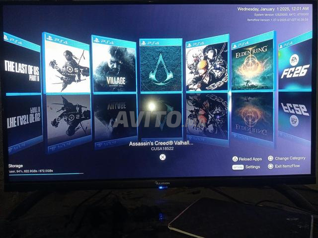 Ps4 Slim 1000gb فلاش 1000gb فلاش مملوءة بالألعاب - 2