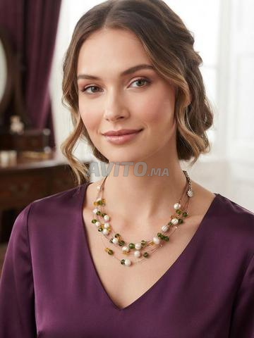 Collier perle et pierre d'émeraude - 2