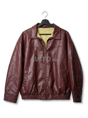 Veste en cuir bordeaux - Taille XL