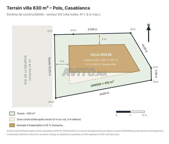 Terrain villa 630 m²- faç. 22,5 m- dossier complet - 2