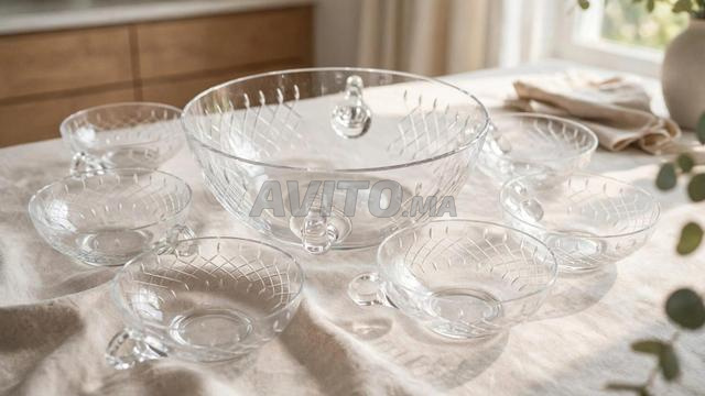 Service à salade cristal vintage 8 pièces - 2