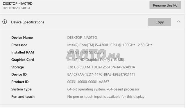 HP EliteBook 840 G1 – Core i5 / 8 Go RAM - 2