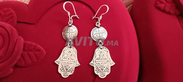 Boucles d'oreilles khmissa en argent - 2